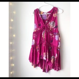 Free people XS pink floral summer tank